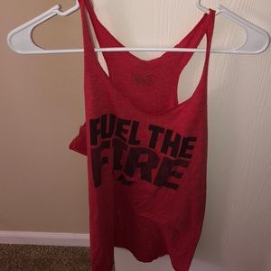 Large red muscle workout tank